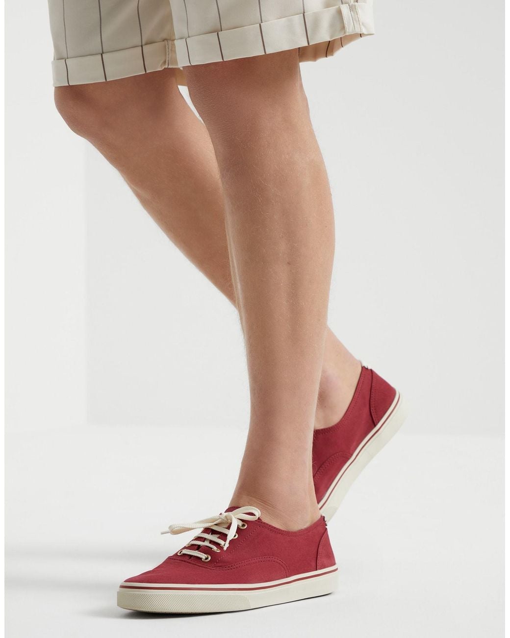 Brunello Cucinelli Red Cotton Sneakers for men
