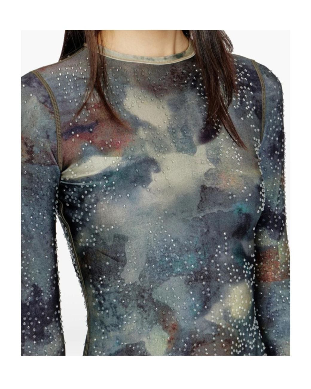 DIESEL Black D-Uplo Printed Embellished Mini Dress