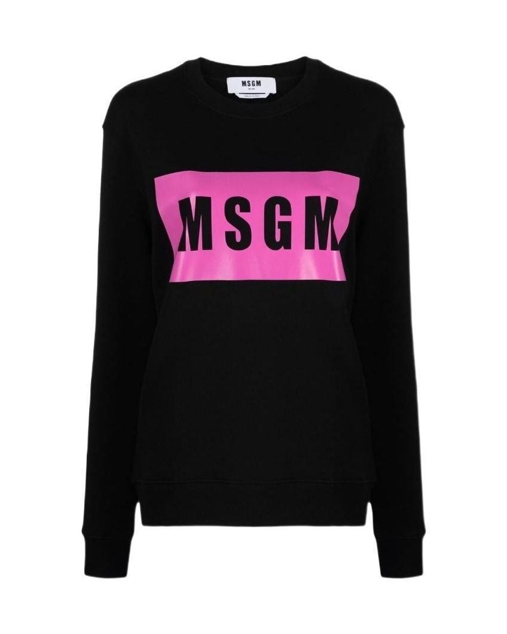 MSGM Black Logo-Print Crew Neck Sweatshirt