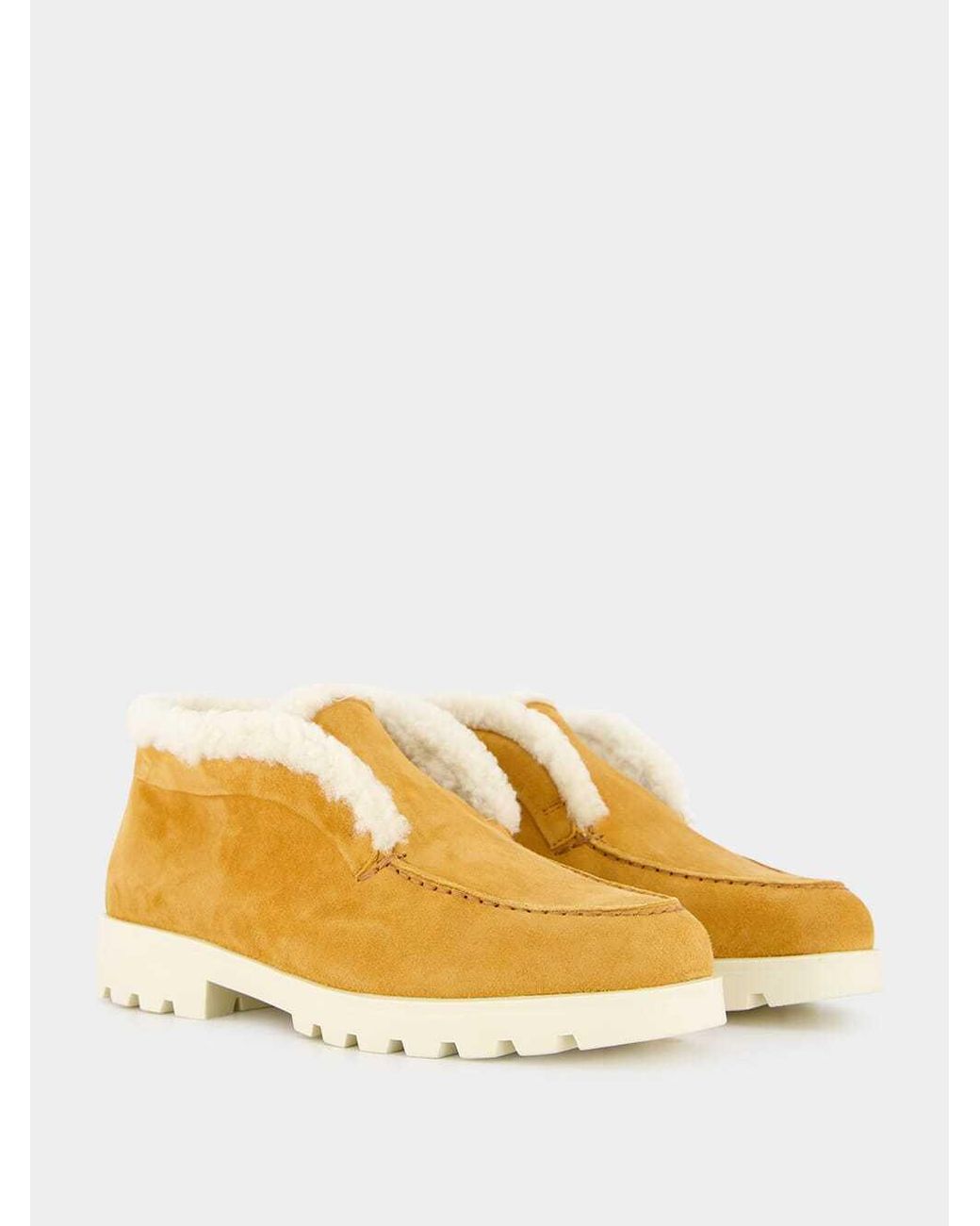 Santoni Yellow Shearling Ankle Boots