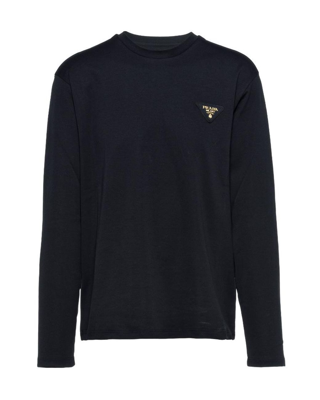 Prada 長袖 ジャージー Tシャツ Long-sleeved T-shirt関税込 prada-F0002-Logo-Patch-Long-