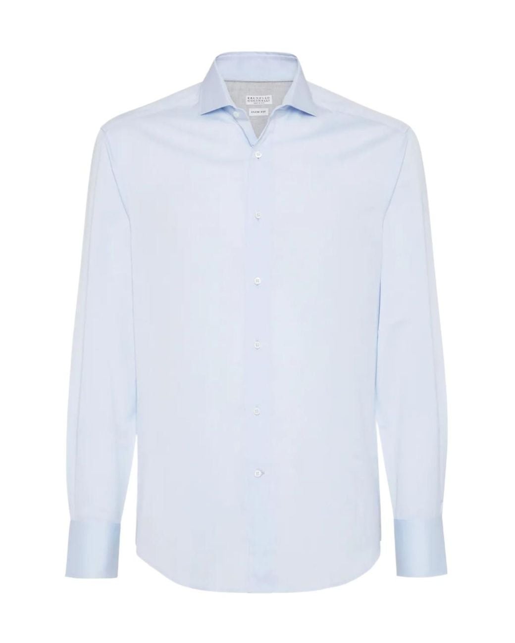 Brunello Cucinelli White Cotton Spread-Collar Shirt for men