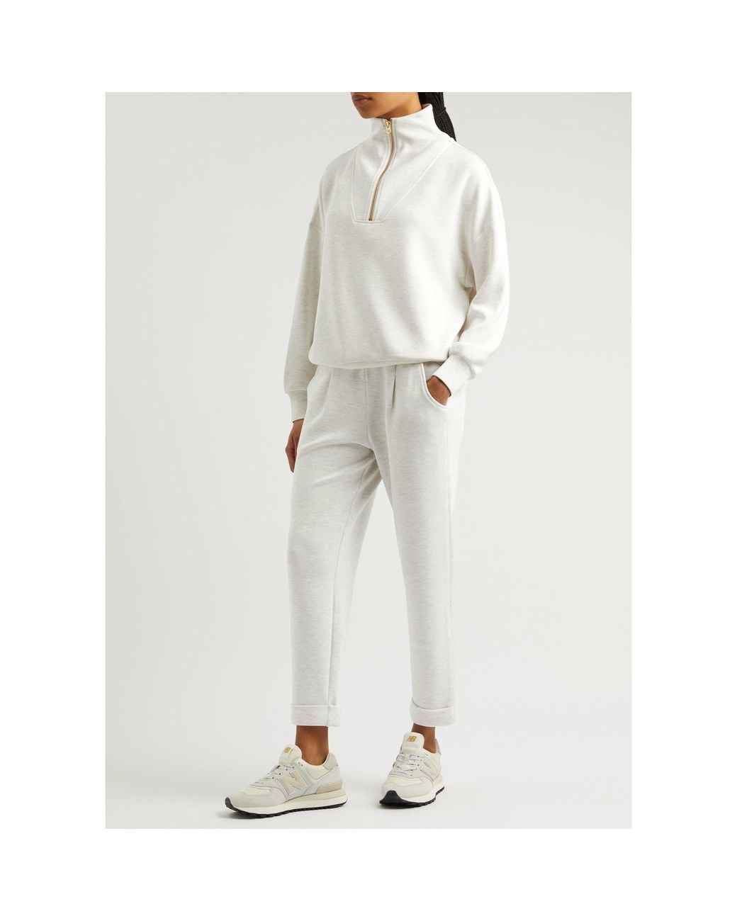Varley White Elastic Waist Cropped Trousers
