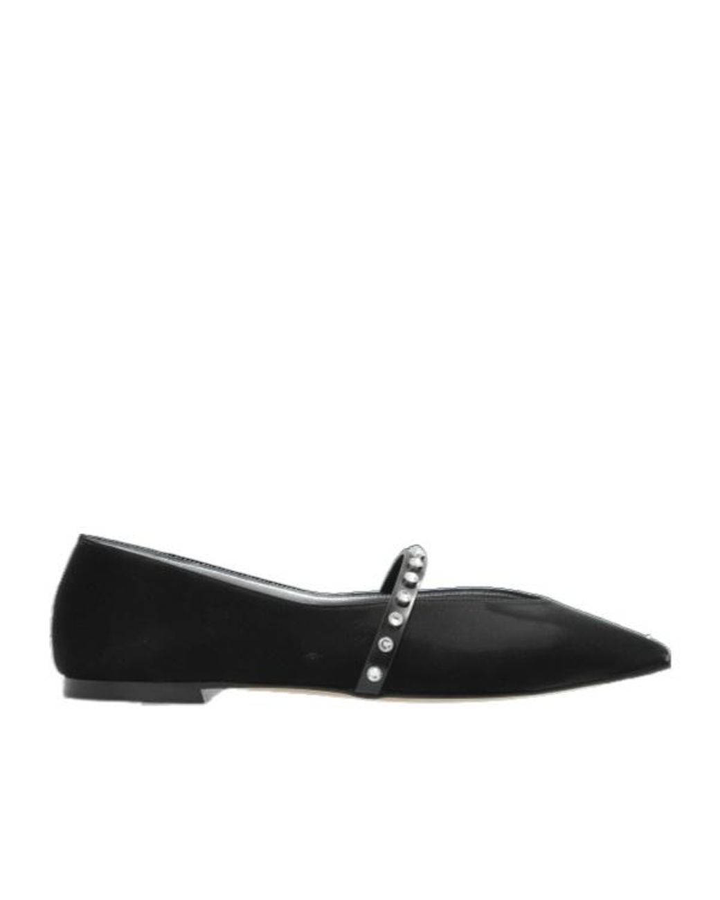McQueen Black Srud-Embellished Ballerina Flats