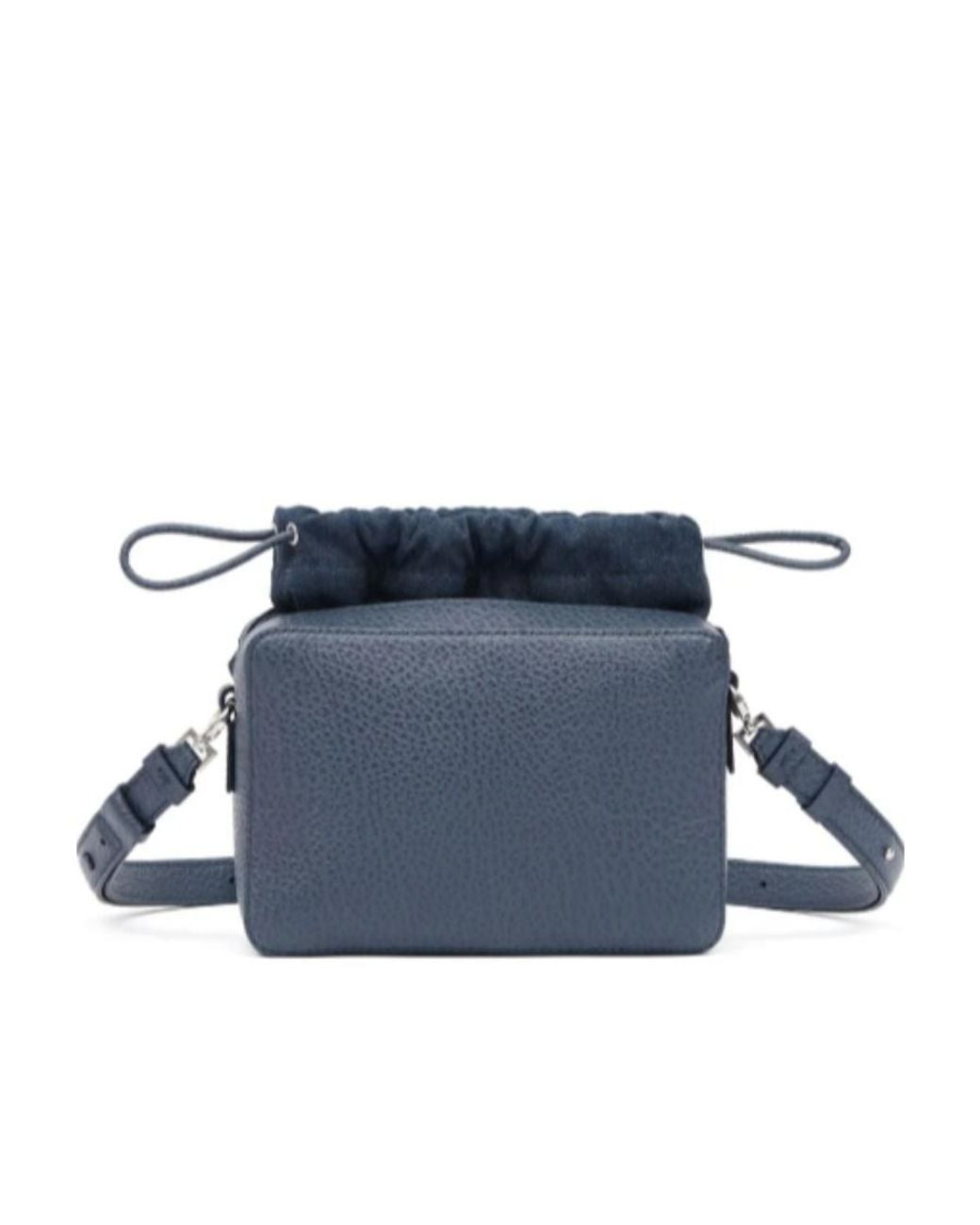 Maison Margiela Blue Panelled Drawstring Shoulder Bag for men