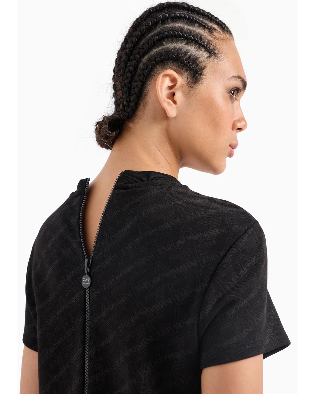 EA7 Black Short-Sleeved Dress