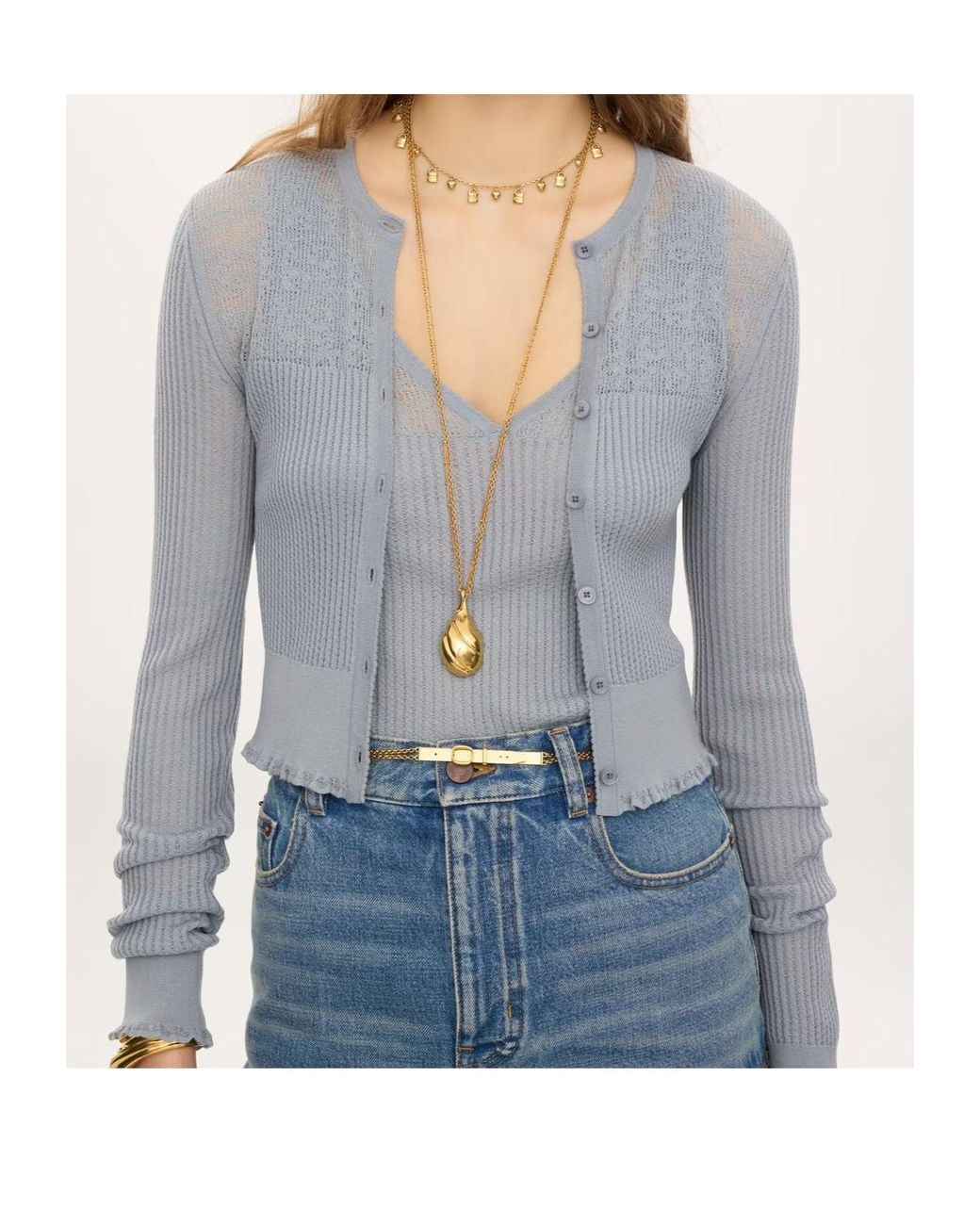 Chloé Blue Chloé Ribbed Cardigan