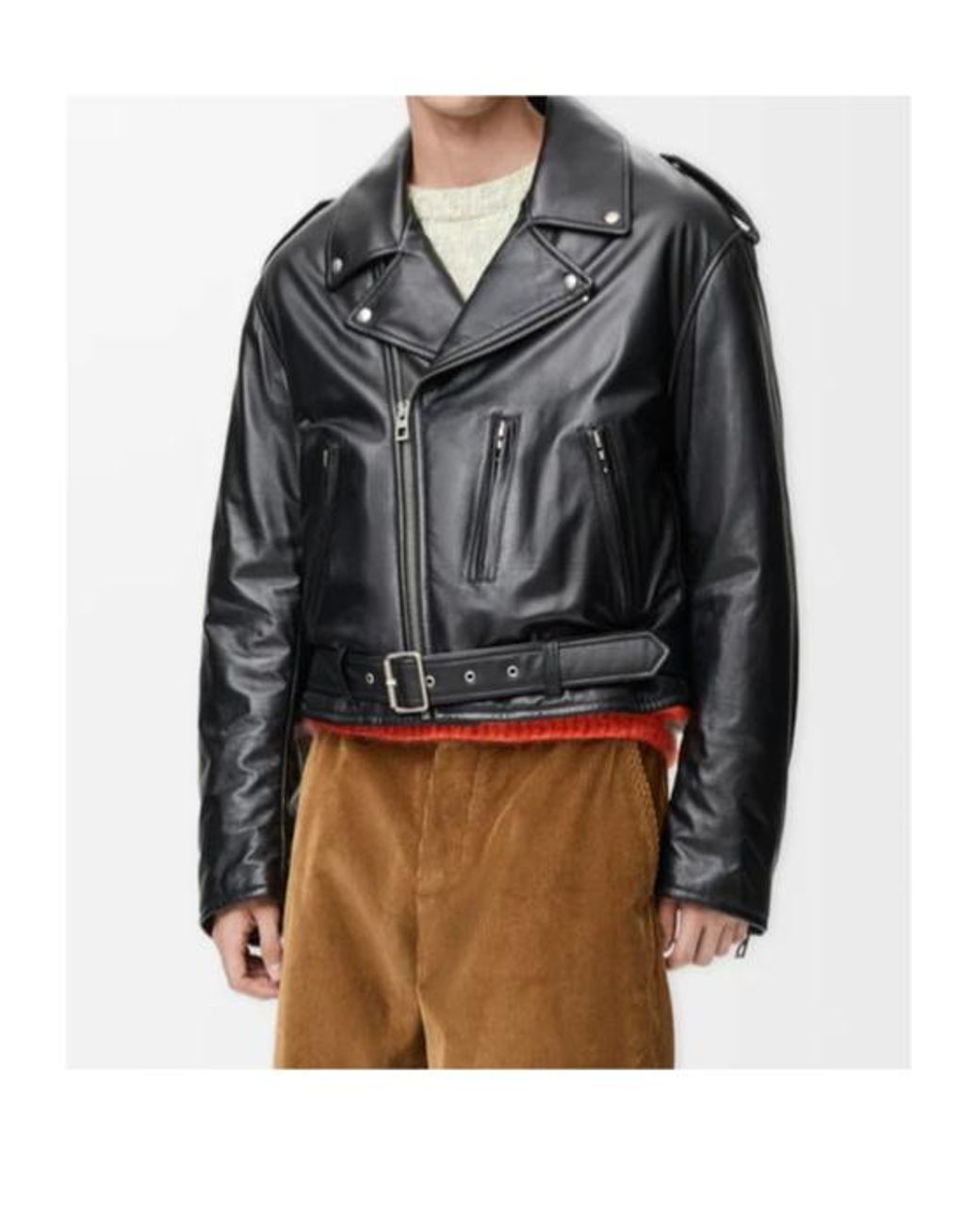 Loewe Black Quote Leather Biker Jacket for men