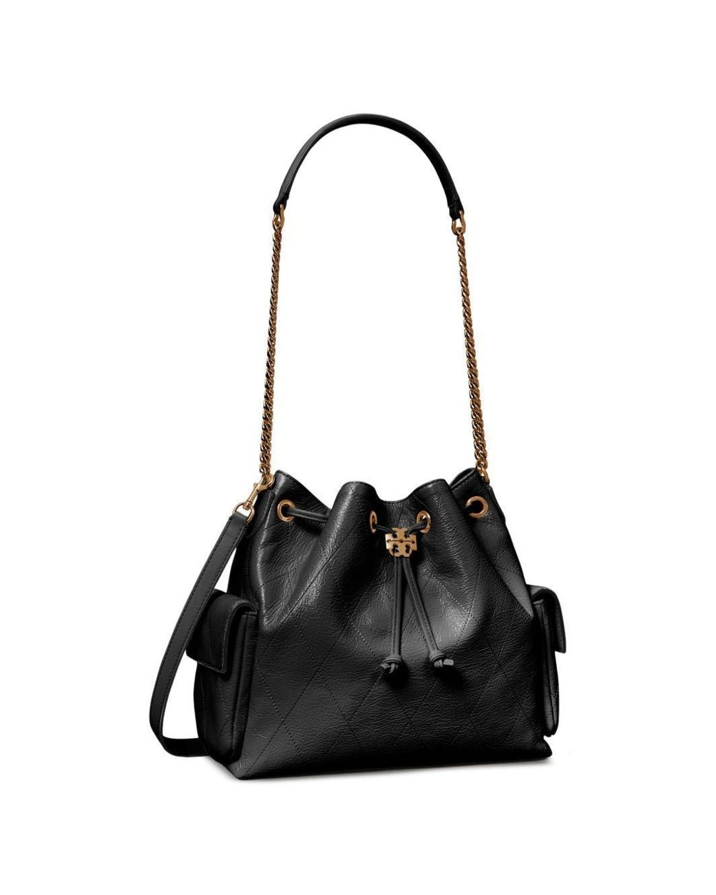 Tory Burch Black Charlie Drawstring Shoulder Bag