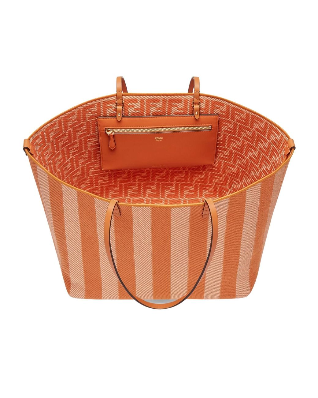Fendi Orange Roll Striped Large Reversible Tote Bag