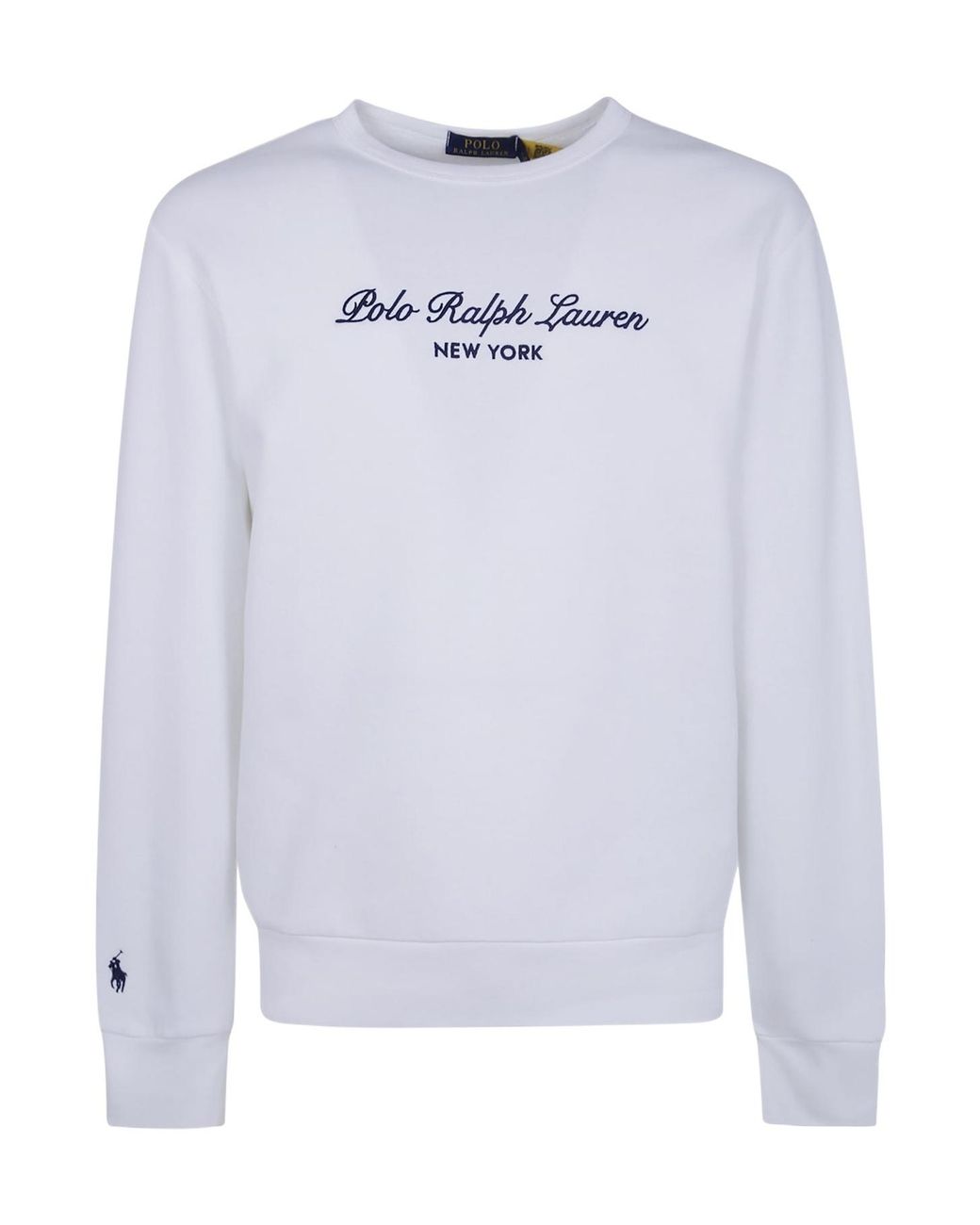 Polo Ralph Lauren White Logo-Embroidered Crew-Neck Sweater for men