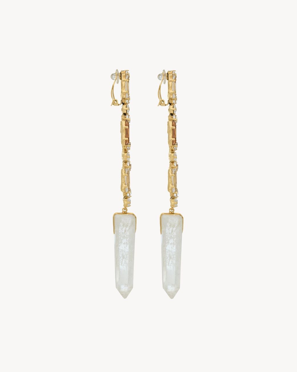 Saint Laurent White Chain Pendant Earrings