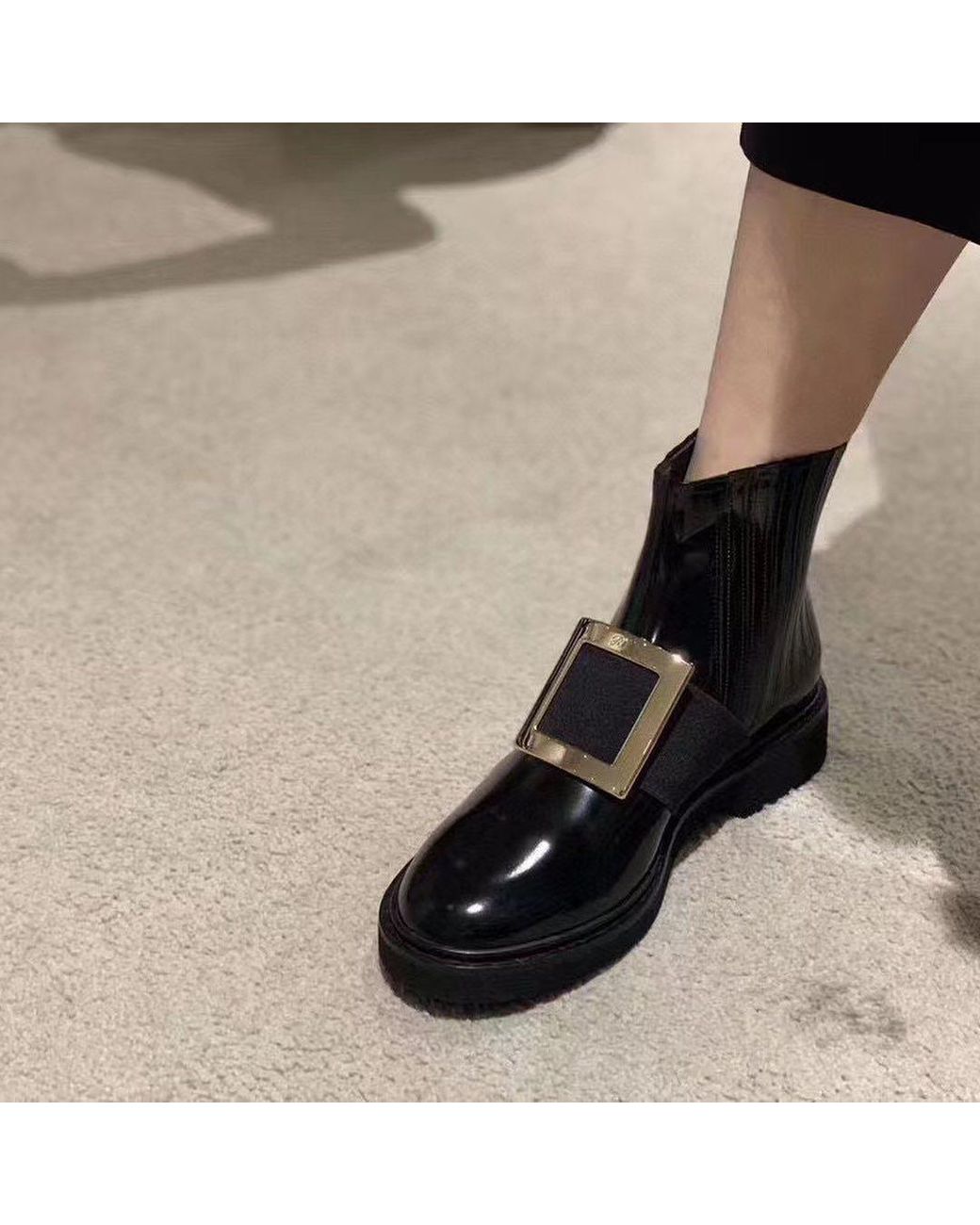 Roger Vivier Black Viv' Rangers Buckle Chelsea Boots
