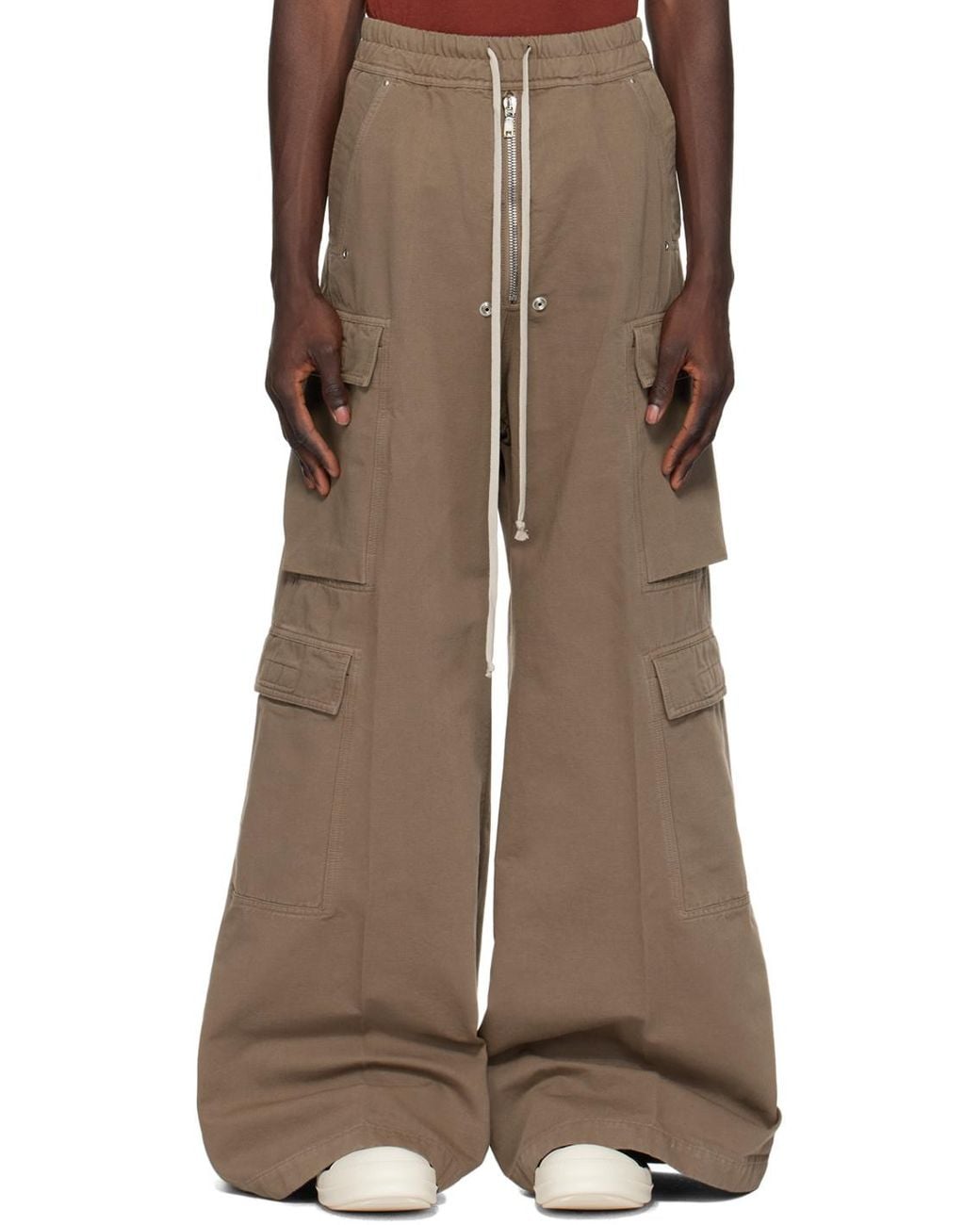 Rick Owens Brown Jumbo Belas Drawstring Cargo Trousers for men