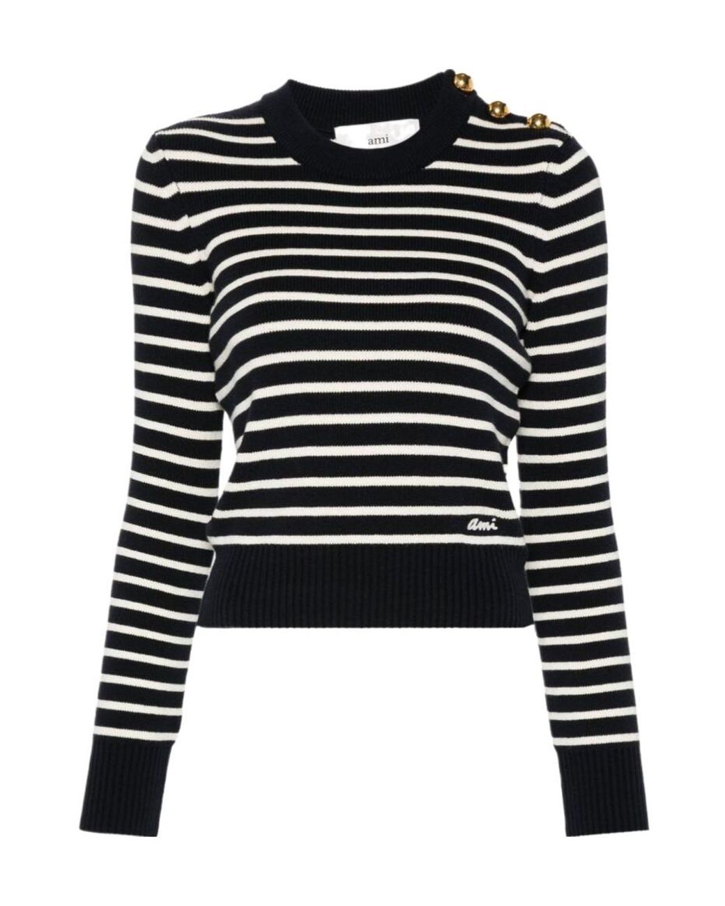 AMI Black Round-Neck Knitwear
