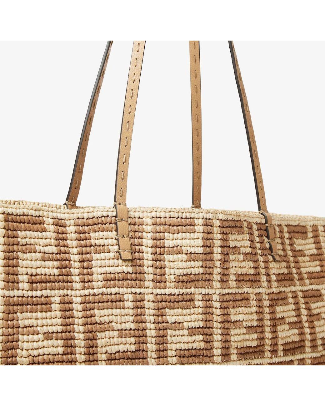 Fendi Large Roll Ff Crochet Tote Bag in Natural | Lyst