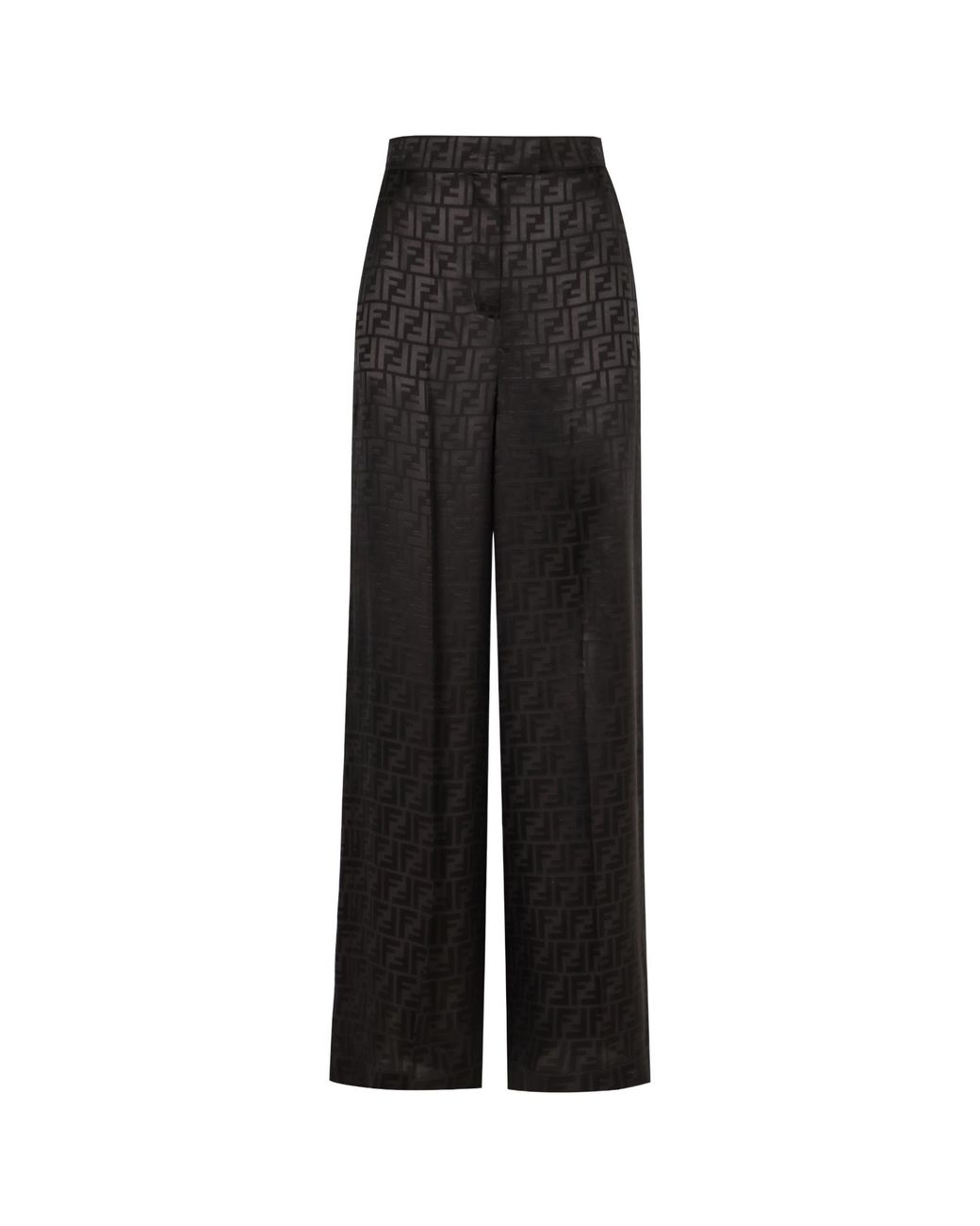 Fendi Black Ff Jcquard High-Waist Straight-Leg Trousers