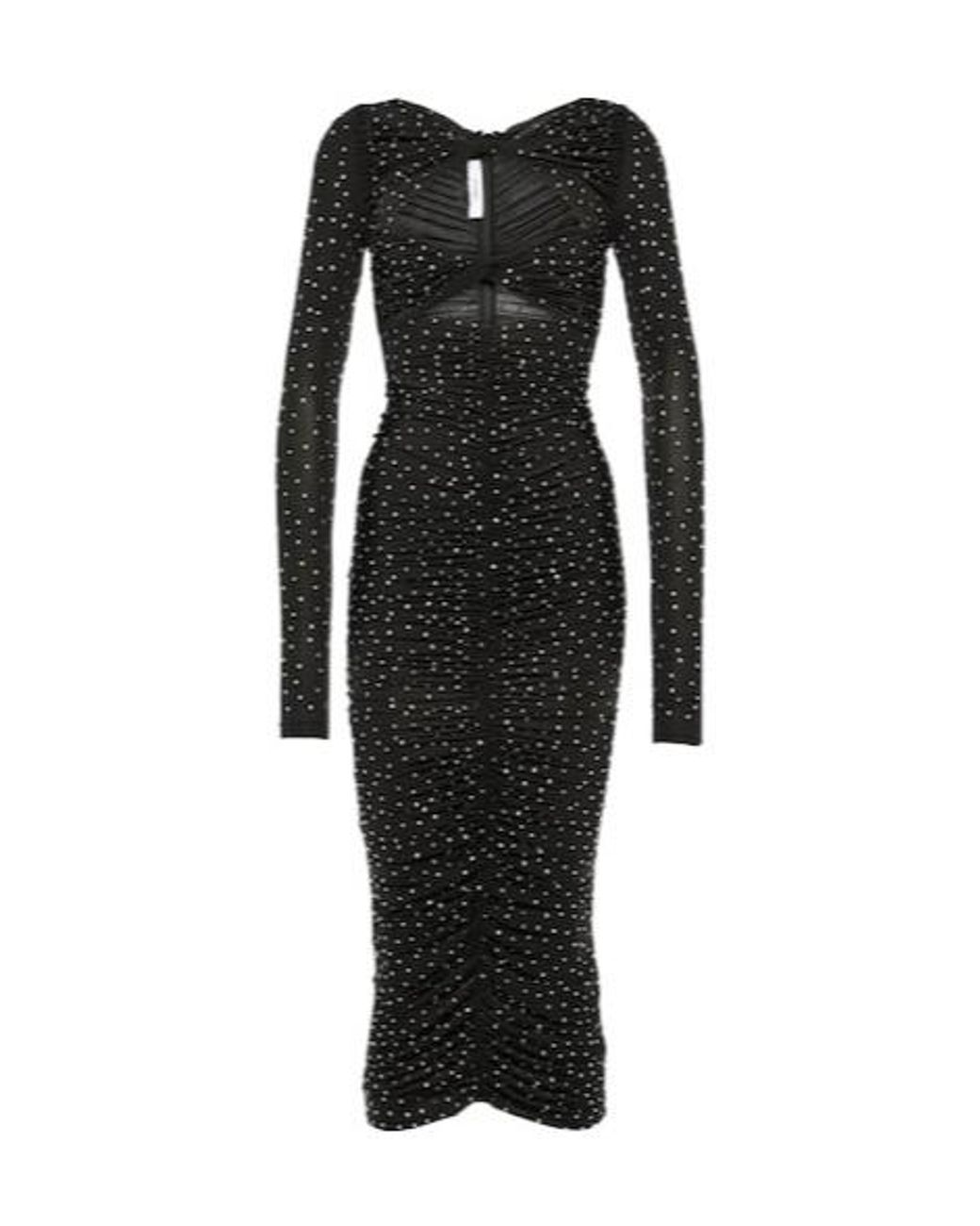 Alex Perry Black Crystal-Embellished Cutout Jersey Midi Dress