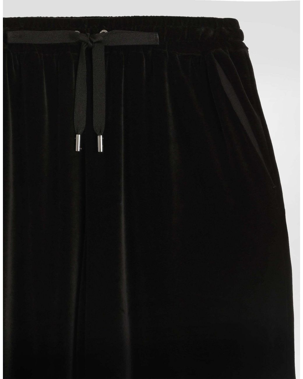 Dolce & Gabbana Black Straight Leg Velvet Trousers