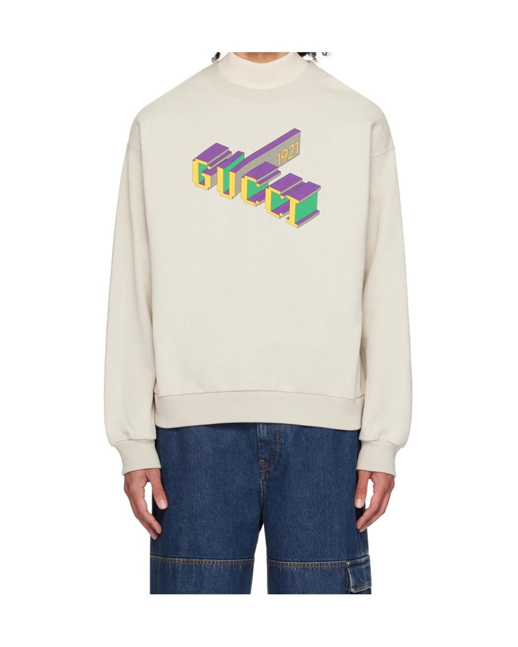Gucci White Printed Jersey Sweatshirt for men