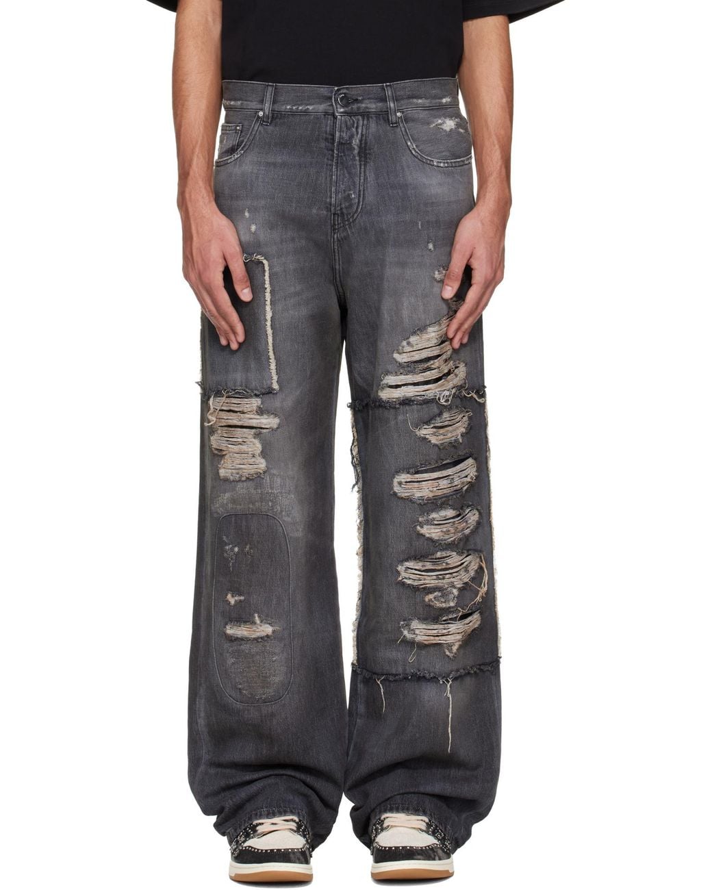 Amiri Gray Carpenter Repaired Baggy Jeans for men