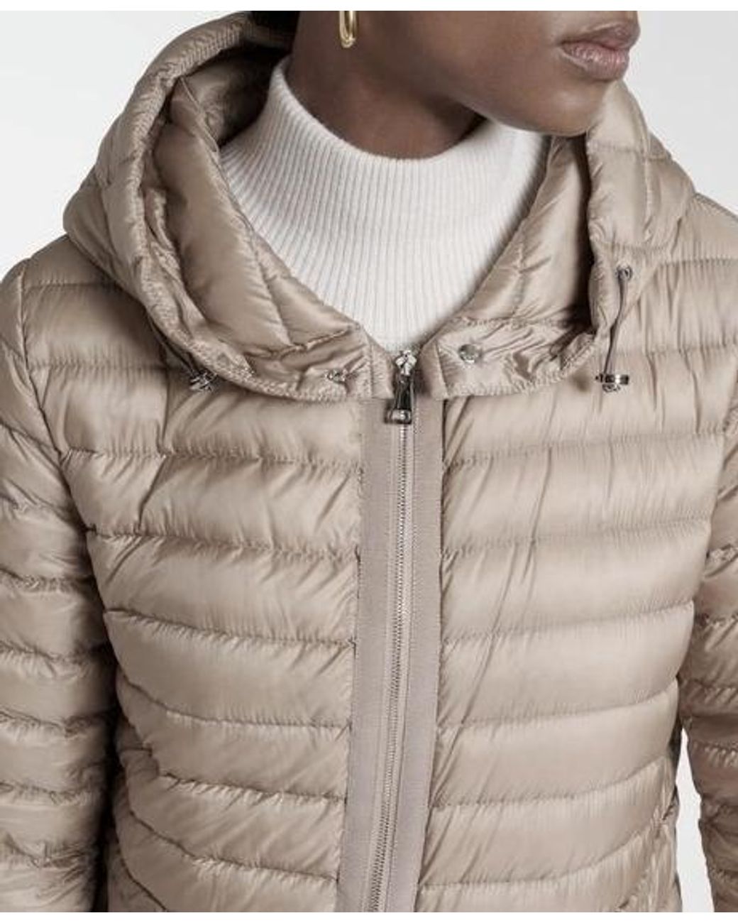 Moncler Gray Raie Drawstring Hooded Padded Jacket