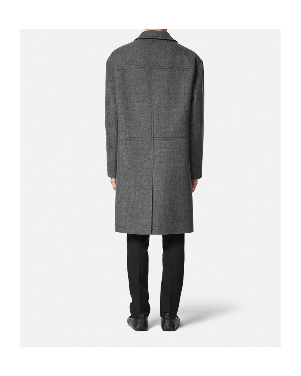 Versace Gray Single-Breasted Coat for men