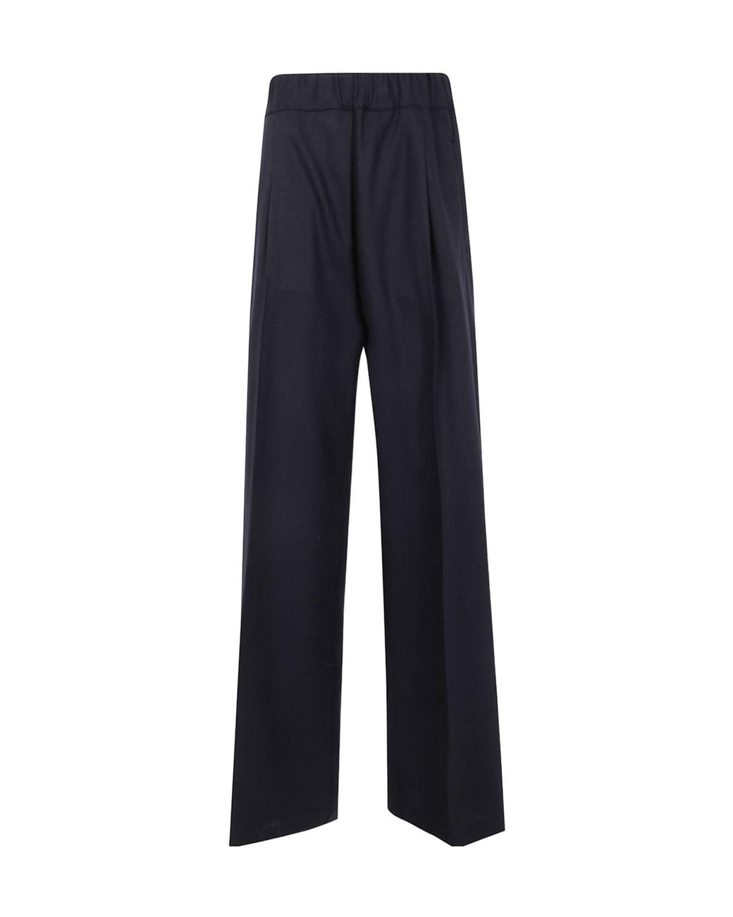 Semicouture Blue Pleat-Detail Trousers