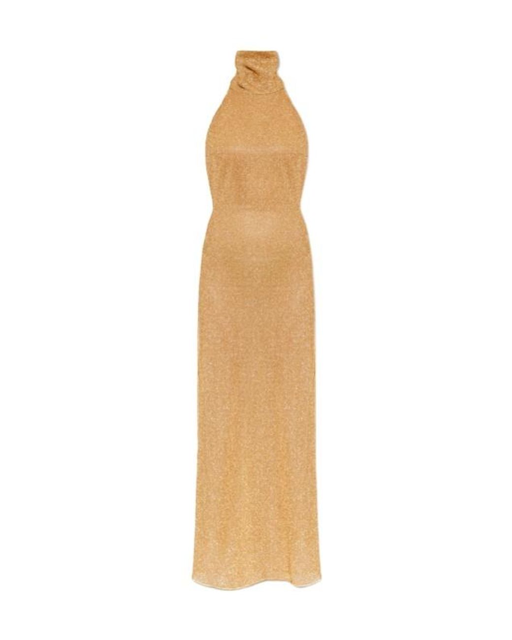 Oseree Natural Oséree Halterneck Cut-Out Lurex Dress