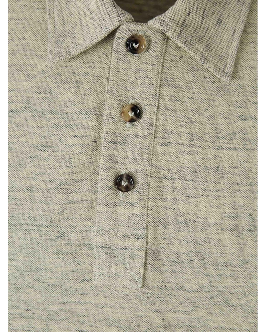 Bottega Veneta White Textured Knit Polo Shirt for men