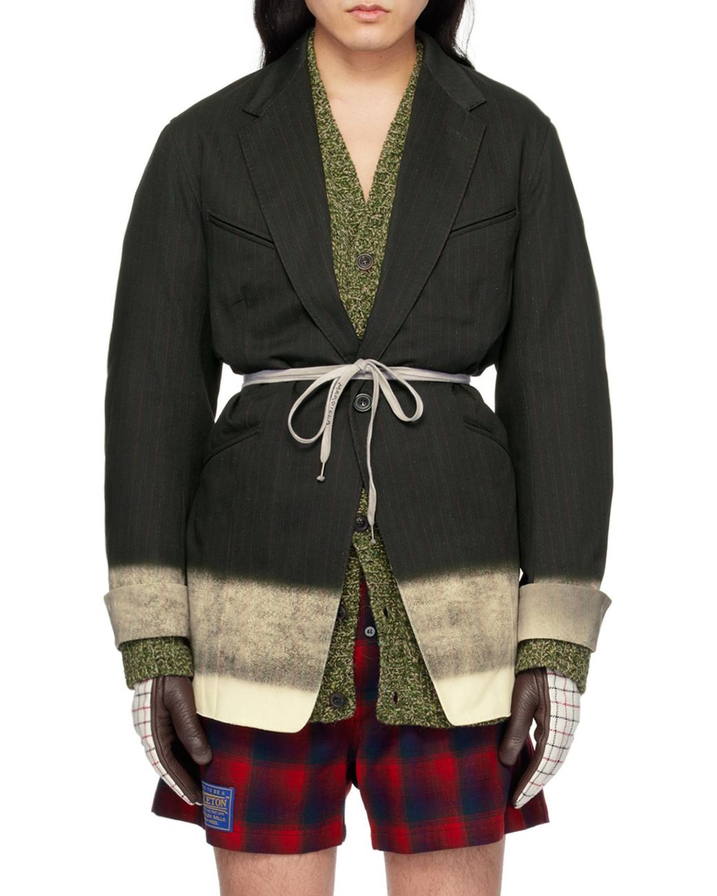 Maison Margiela Black Pinstriped Button-Up Blazer for men