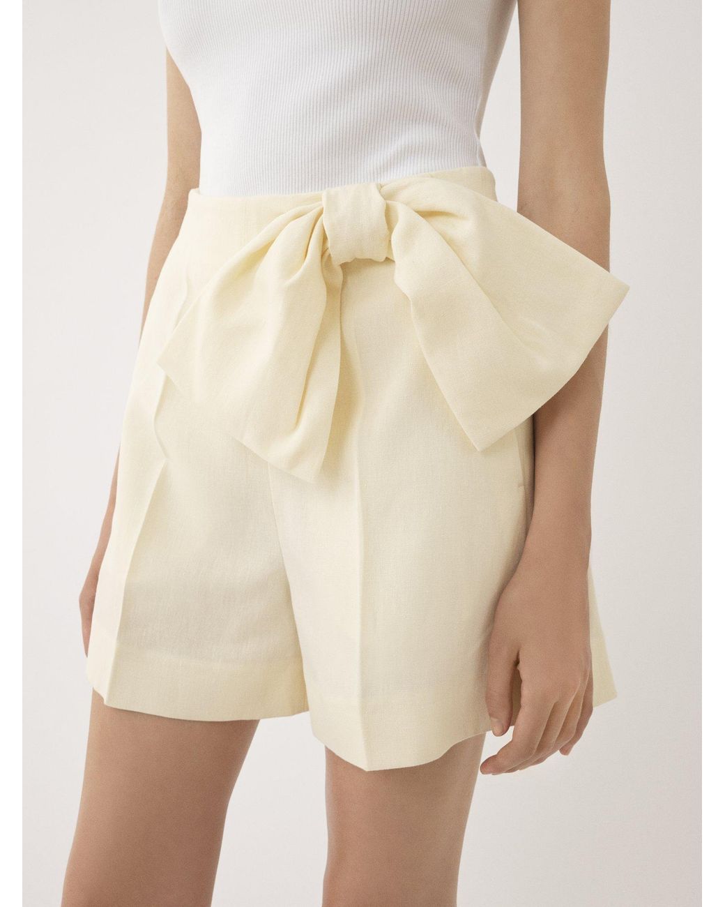 Chloé Natural Chloé Bow Detailed High-Rise Shorts