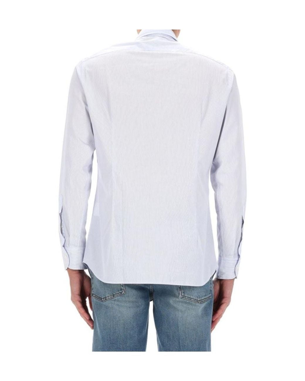 Lardini White Long-Sleeved Striped Shirt for men
