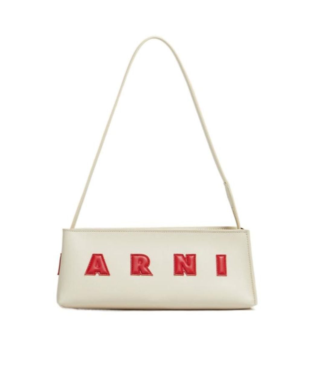 Marni White Logo Detailed Zipped Shoulder Bag