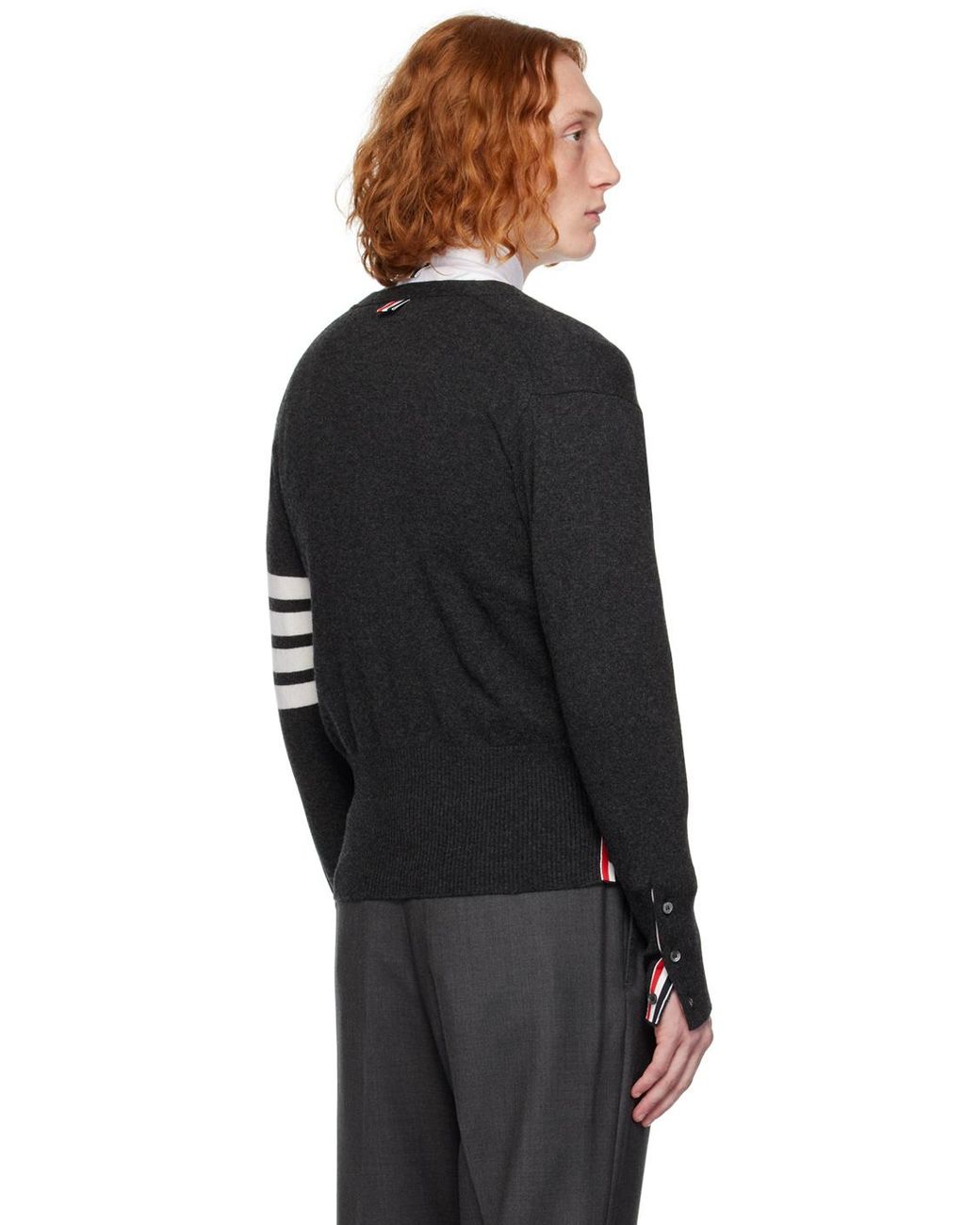 Thom Browne Natural 4-Bar Stripe Cardigan for men