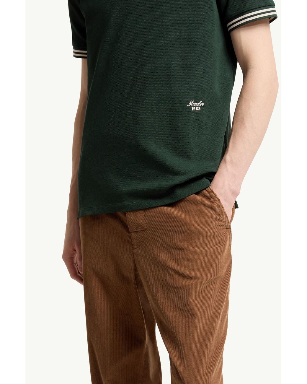 Moncler Green Logo Embroidered Short-Sleeve Polo Shirt for men