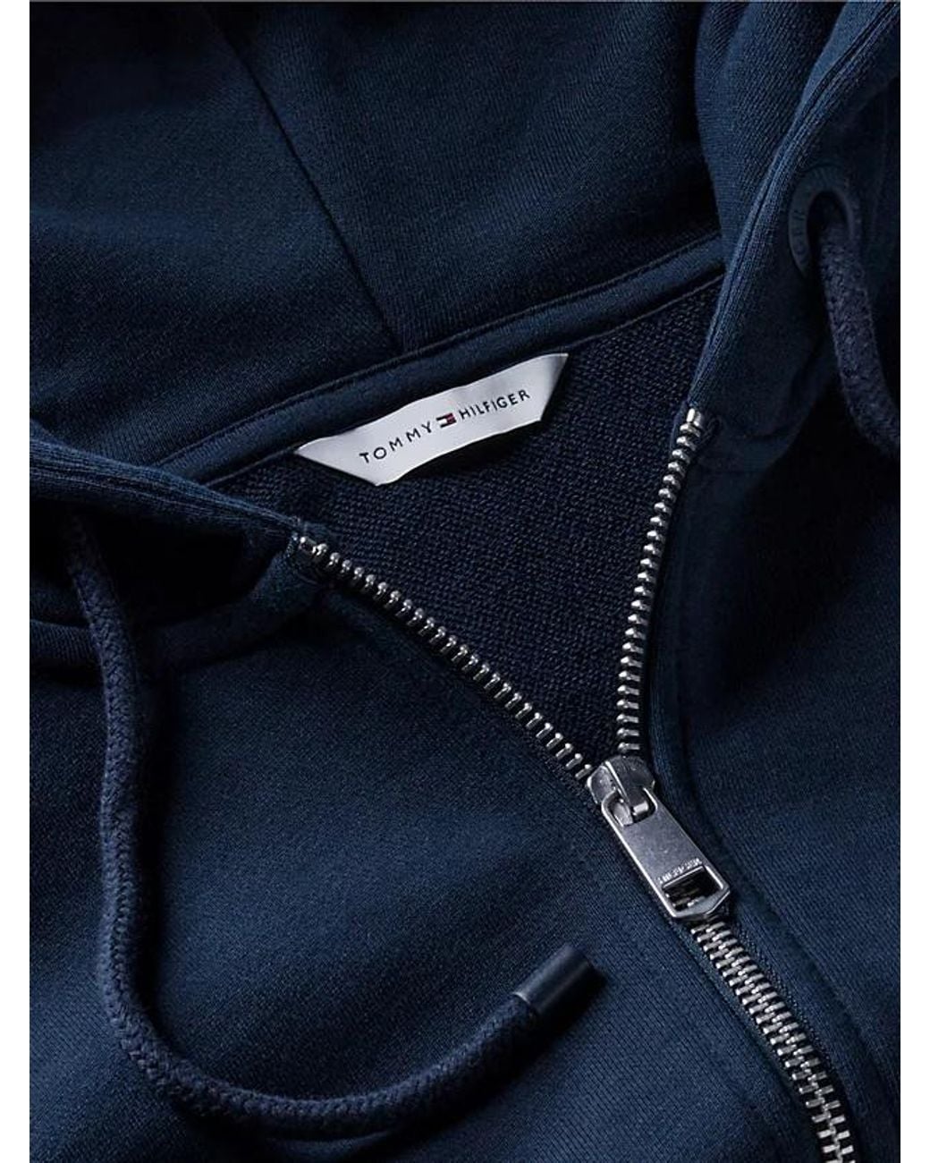 Tommy Hilfiger Blue Logo Embroidery Zip-Thru Hoody