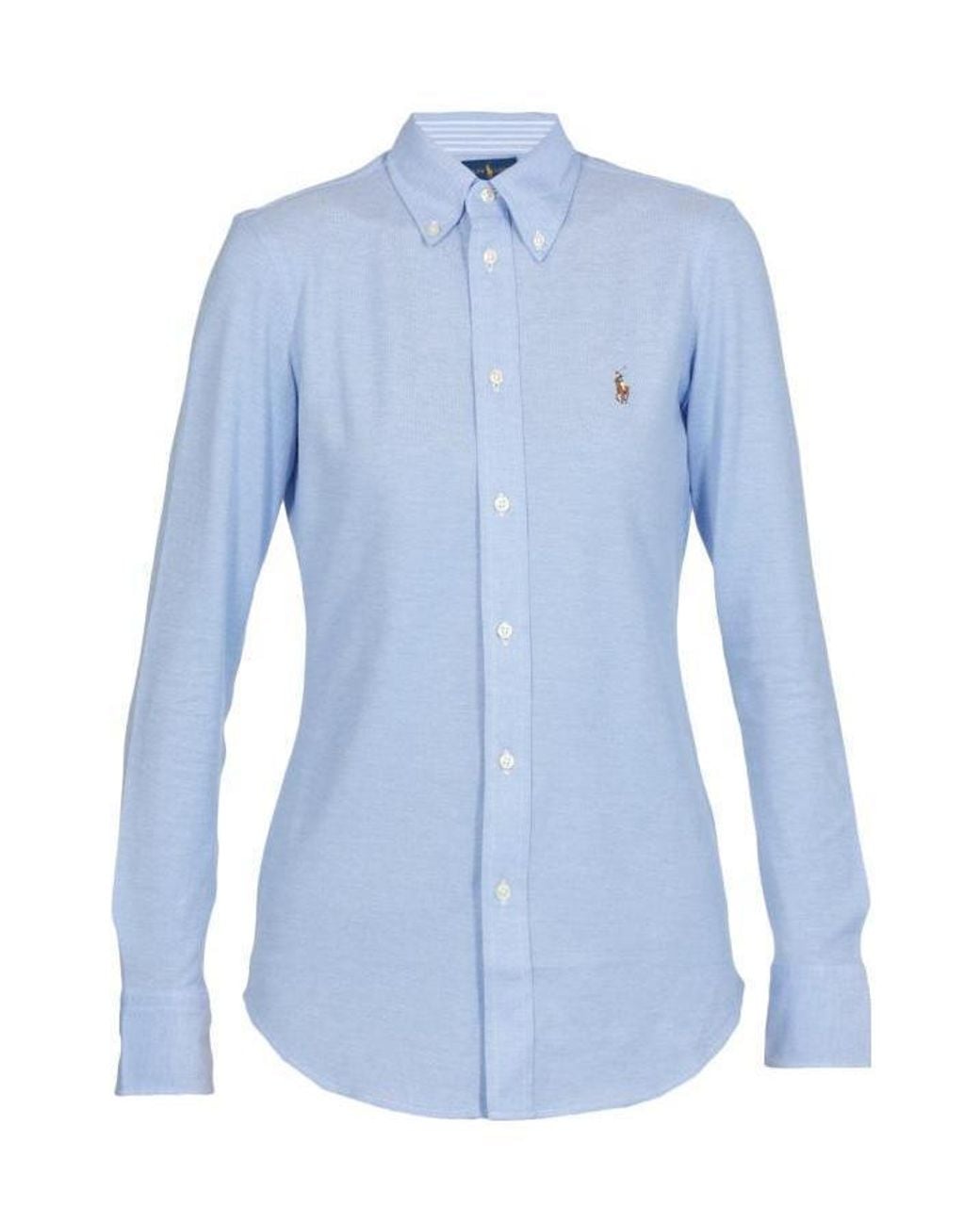 Ralph Lauren Blue Polo Logo Embroidered Buttoned Shirt
