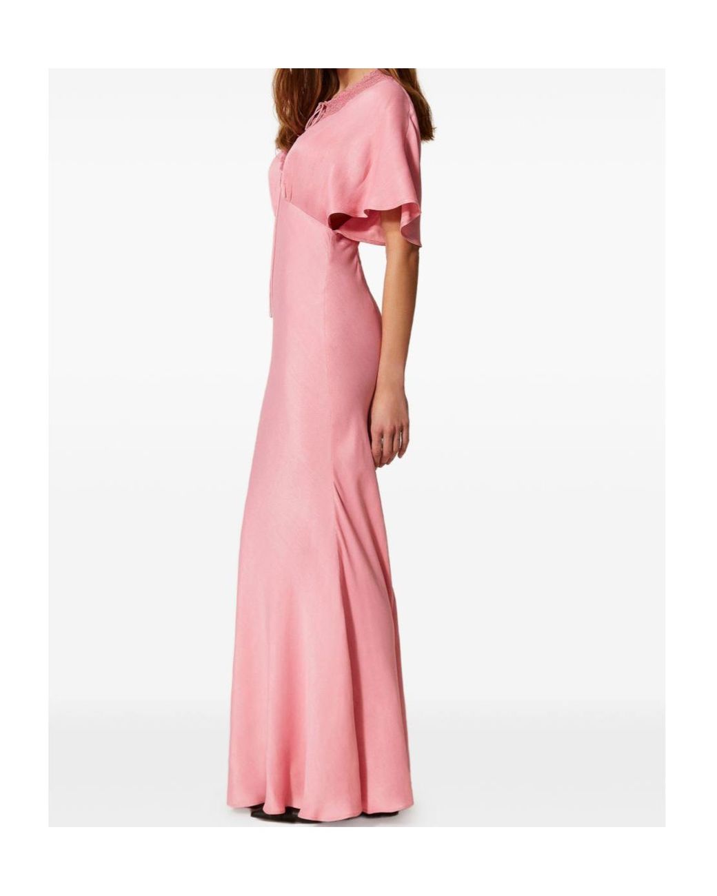 Twinset Pink Short-Sleeve Maxi Dress