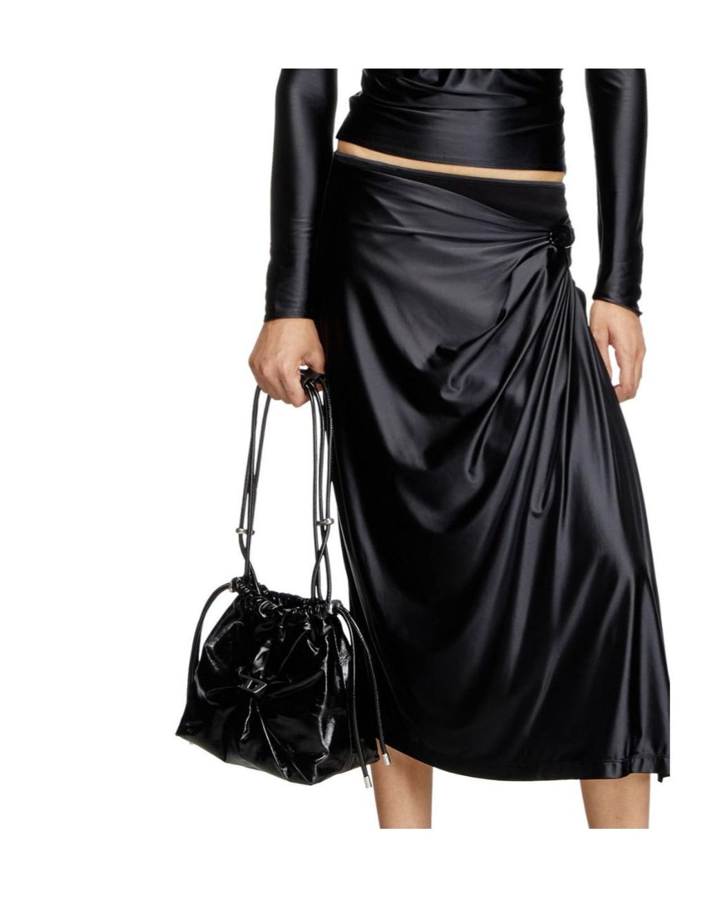 DIESEL Black Scrunch-D Drawstring Bucket Bag