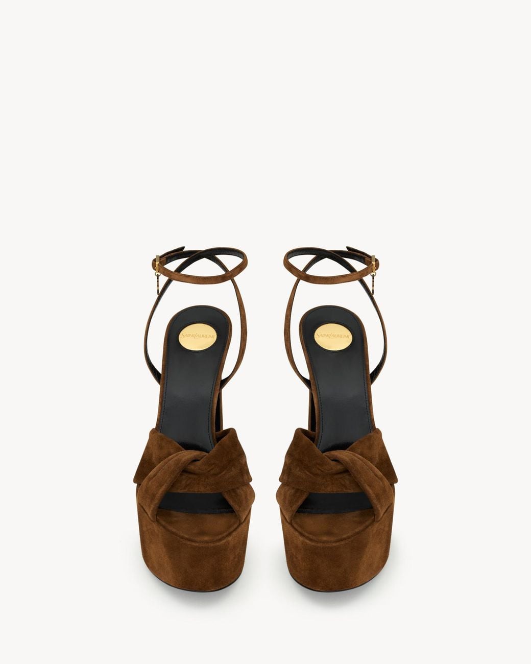 Saint Laurent Brown Franciane Platform Heeled Sandals