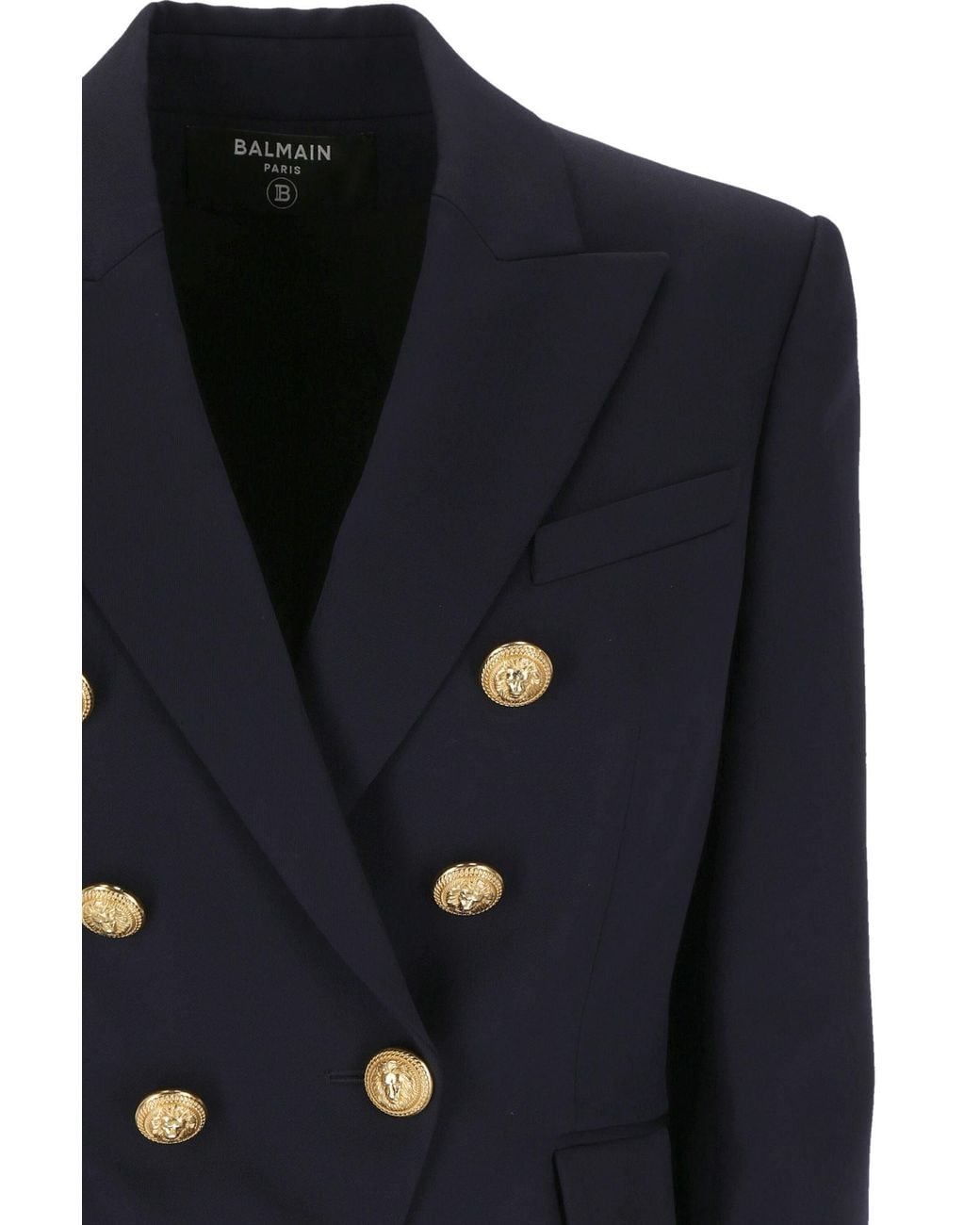 Balmain Blue Notched Lapel 6 Button Double-Breasted Blazer