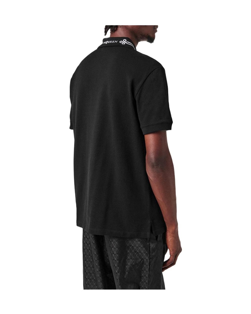 McQueen Black Short-Sleeve Polo Shirt for men