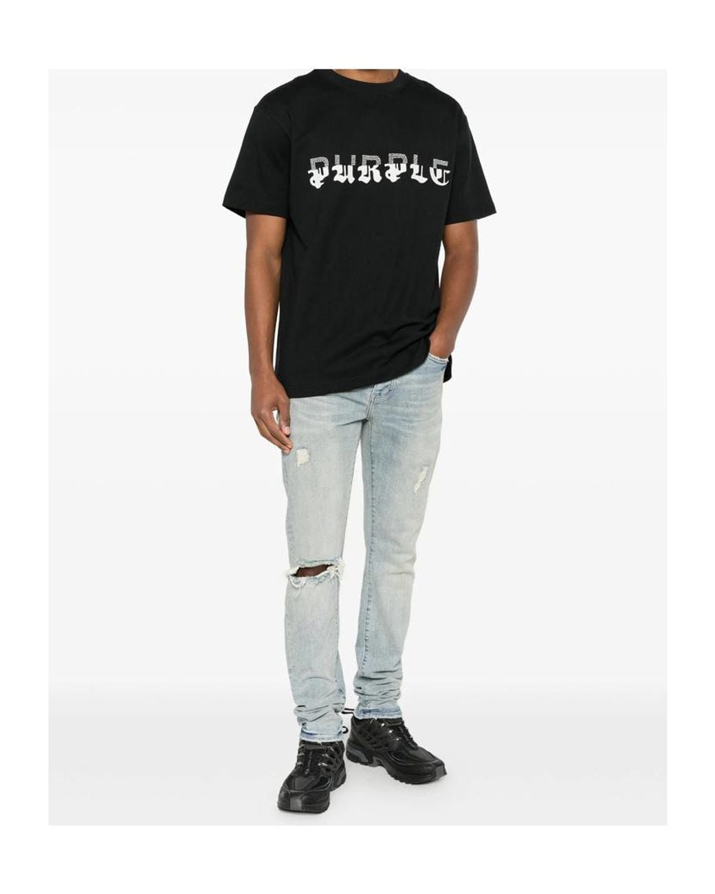 Purple Brand Blue Ripped Jeans for men