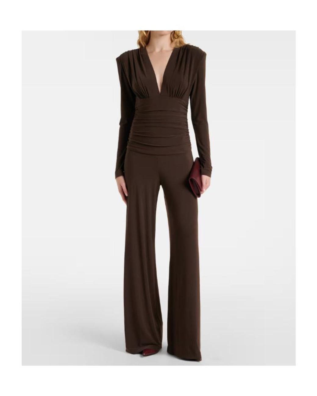 Norma Kamali Purple Ruched Jersey Jumpsuit