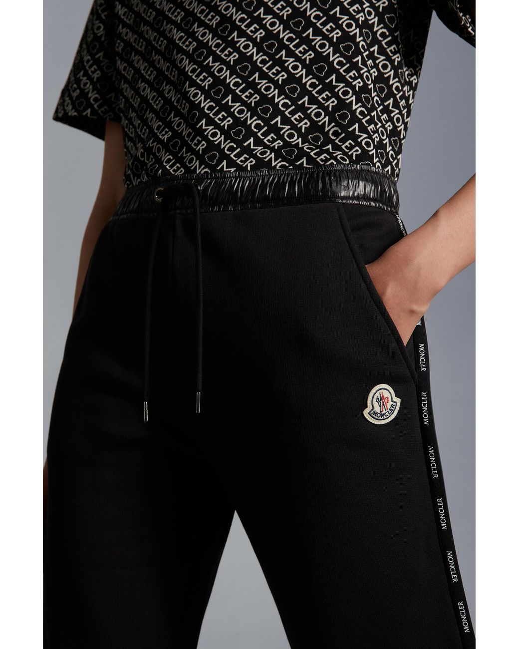 Moncler Black Logo Trim Drawstring Track Pants