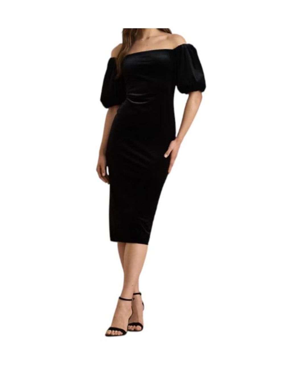 Ralph Lauren Black Lauren Flutter-Sleeve Shift Dress