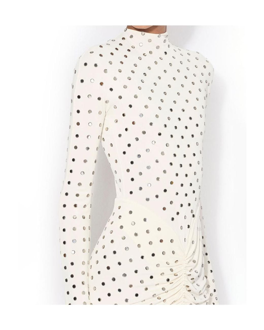Alaïa White Alaã¯A Ivory Draped Jersey Rhinestone-Embellished Long Dress