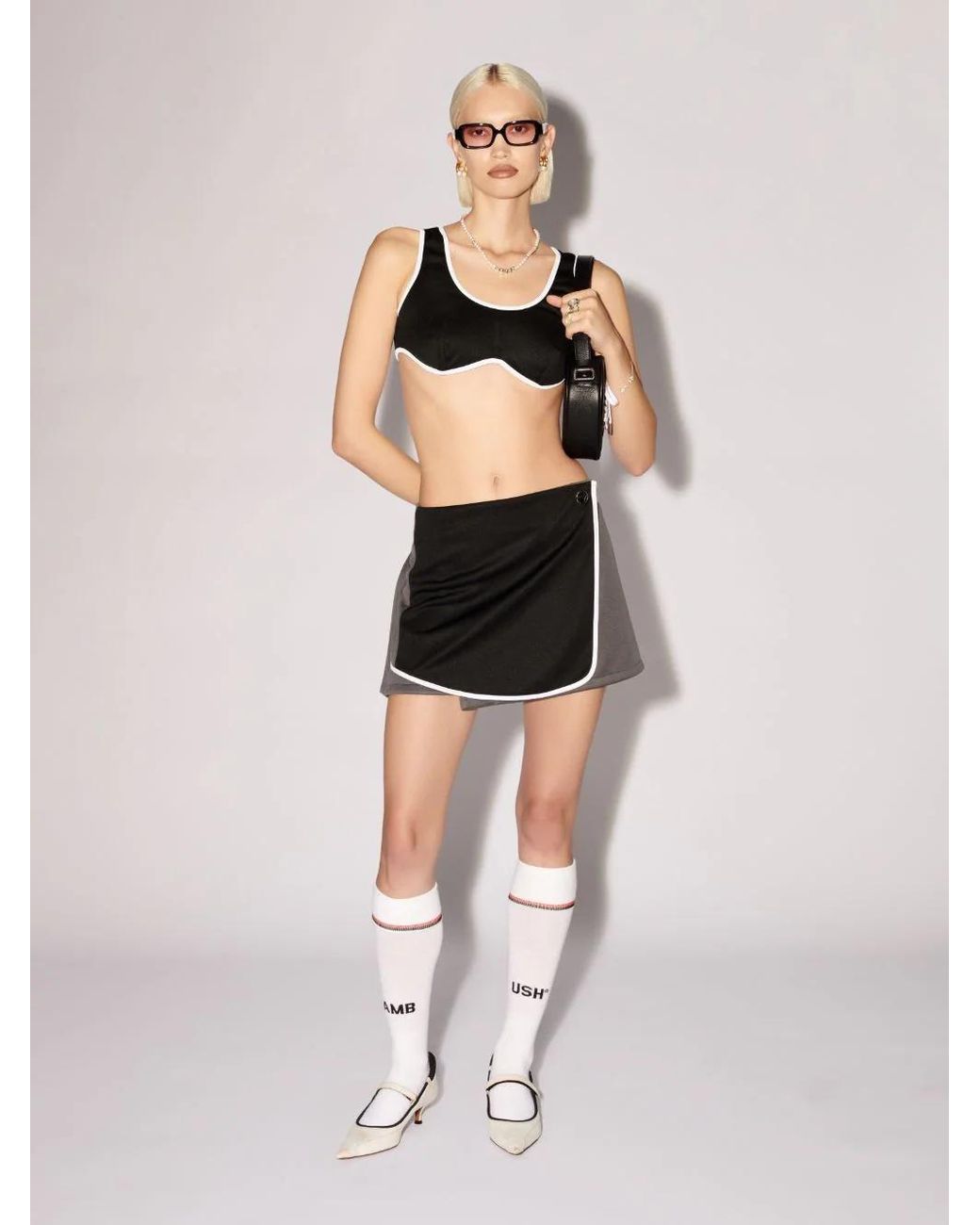 Ambush Black Back Pleat Detailed Mini Track Skirt