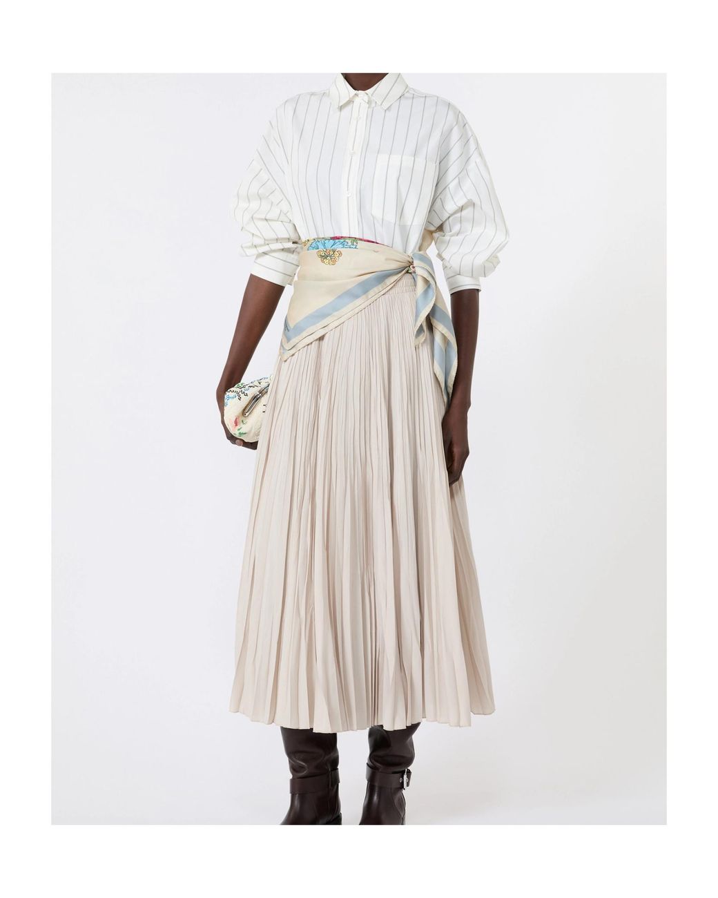 Weekend by Maxmara Natural Wkdfoggia Long Pleated Skirt
